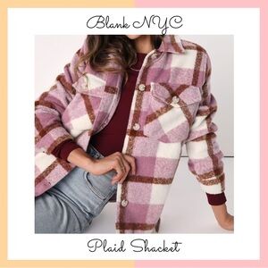 Blank NYC Women's Pink Plaid Shacket